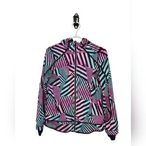Ivivva by Lululemon Girls 14 Windbreaker Jacket ‎ Thumbholes Pastel Geometric